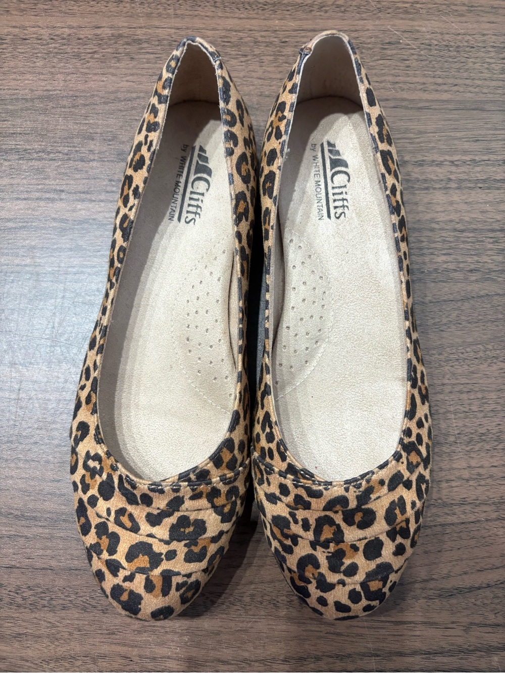 Cliffs by WHITE MOUNTAIN Leopard Print Ballet Flats in Tan and Black